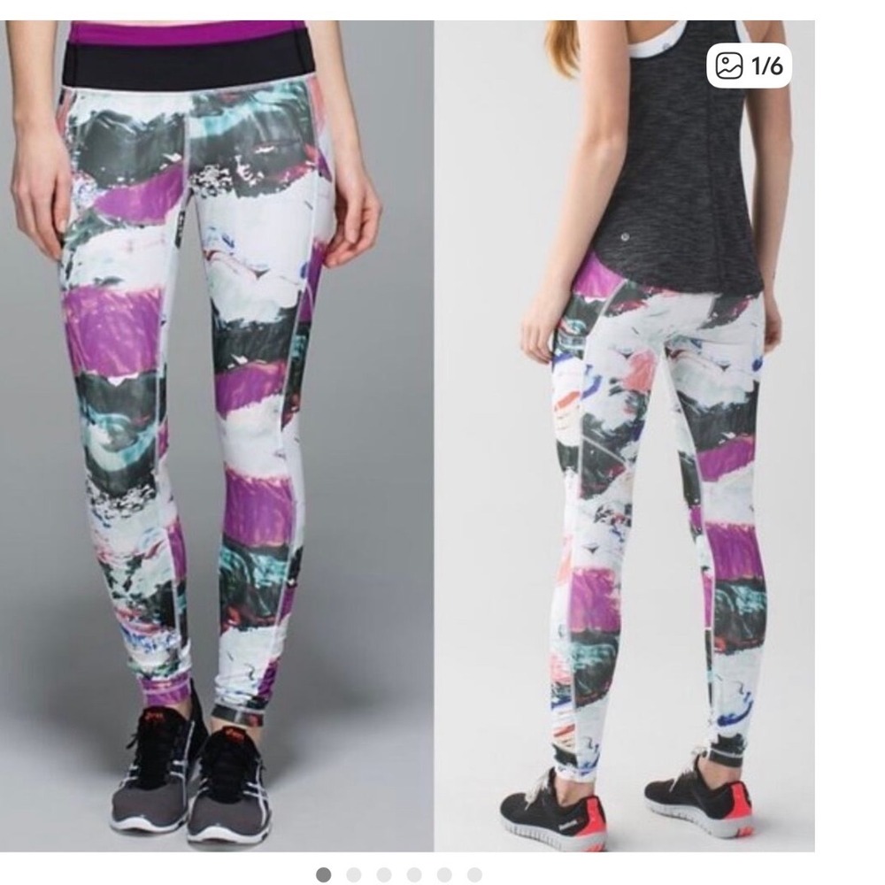 Lululemon Speed Tight IV Oil Slick Abstract Print Ruched Leggings Purple Multi 2